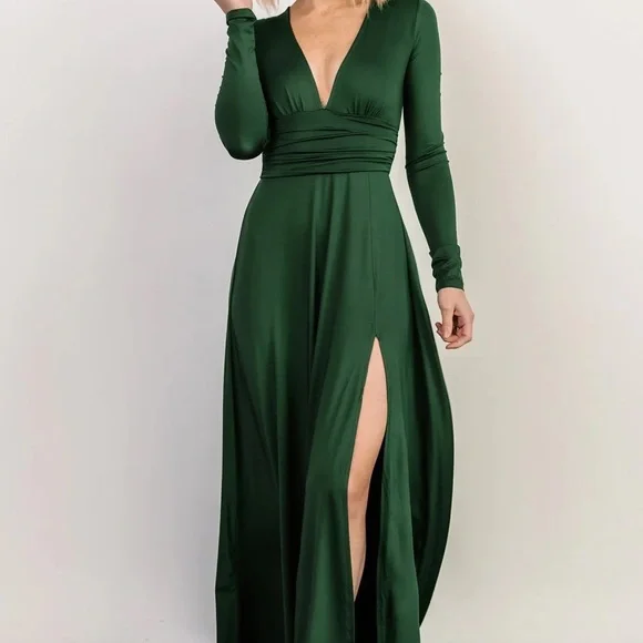 Baltic Born | Dresses | Baltic Born Arianna Maxi Dress Hunter Green X  Jersey High Slit Plunge | Poshmark